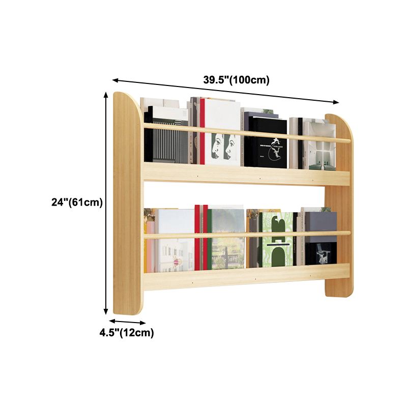 Pine Wood Wall Mounted Bookshelf Natural Scandinavian Bookcase for Bedroom