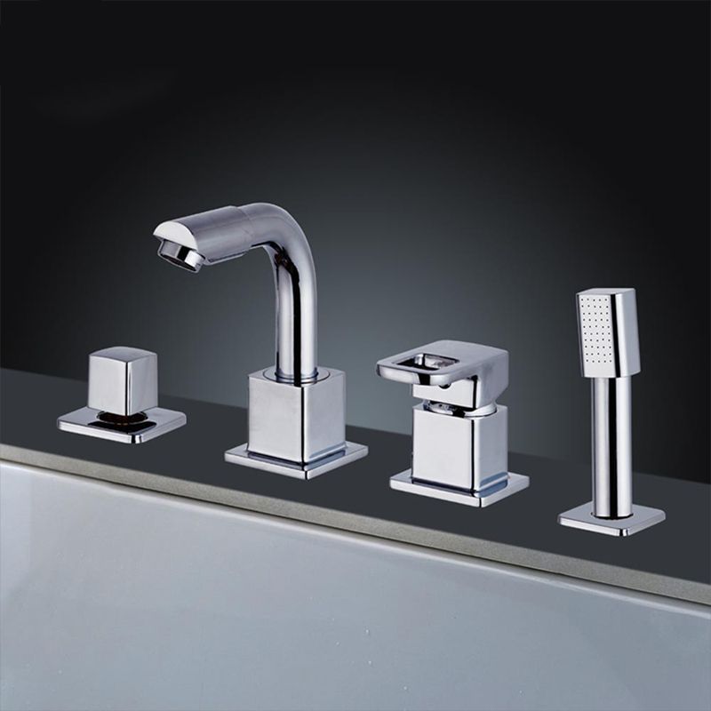 Chrome Bath Faucet Trim with Lever Handle Deck Mount Tub Faucet