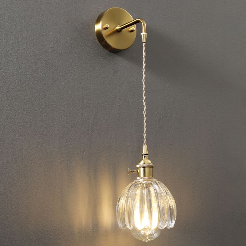 Modern Metal Flush Mount Wall Sconce 1-Light Wall Sconce Lights with Clear Glass Shade