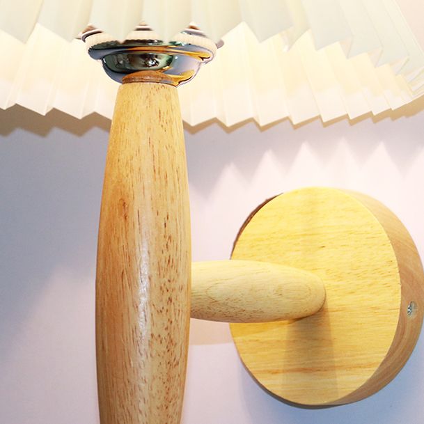 Japanese Style Wooden Wall Light Cone Shape Wall Lamp for Living Room