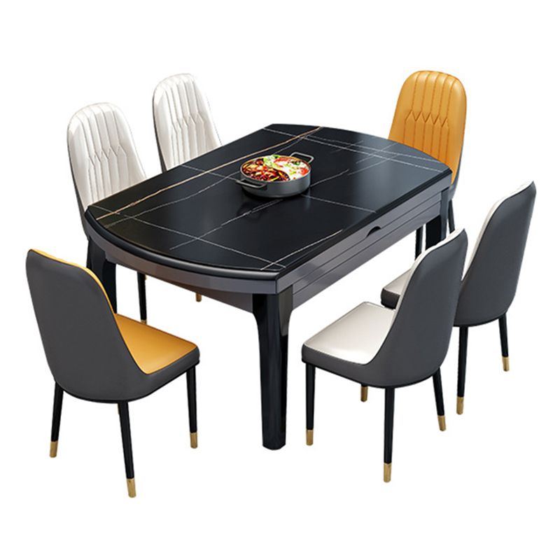 Contemporary Extendable Folding Table Solid Wood Base Table for Dining Room