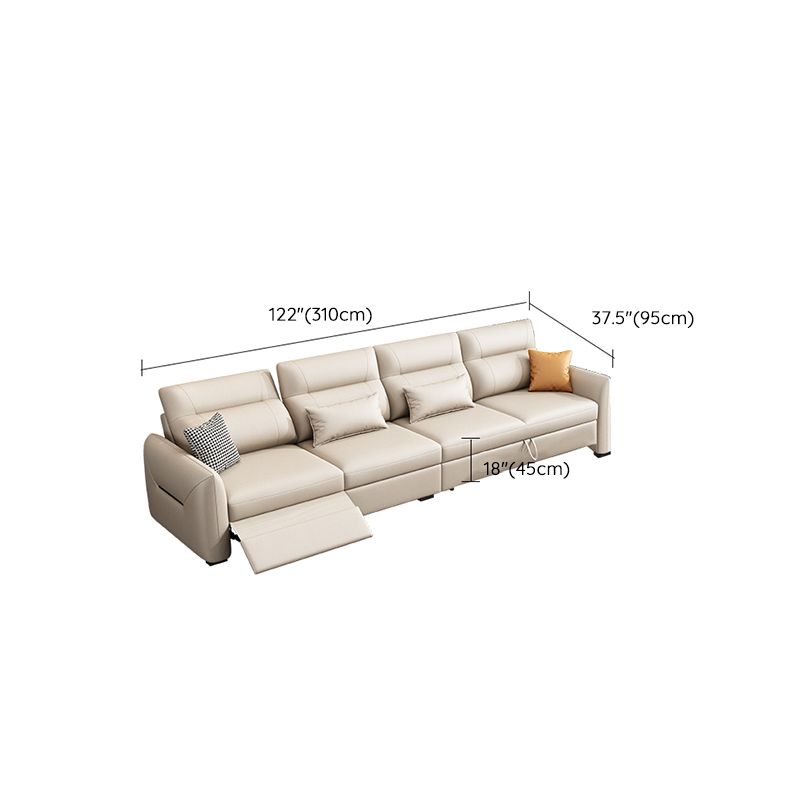 Scandinavian Futon Sofa Bed Square Arms with Storage Cushion Back Leather