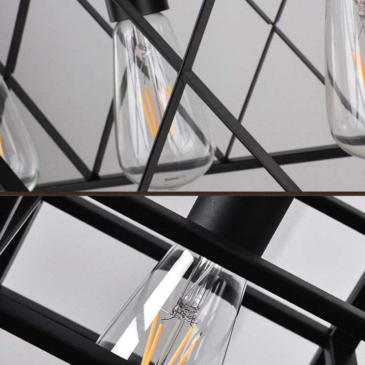 Iluminación colgante de isla metálica INDUSTRIA RESTAURADA NEGRA RESTAURANTE CANDELIER DEL POSTENTO