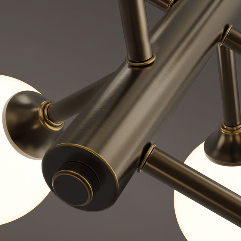 Nordic Style Brass Chandelier Globe Pendant Lamps with White Glass for Living Room