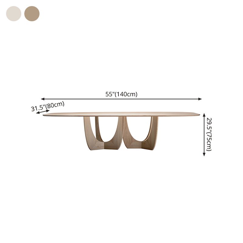 Mesa moderna de madera de pino para restaurante, mesa de cocina rectangular con pedestal doble