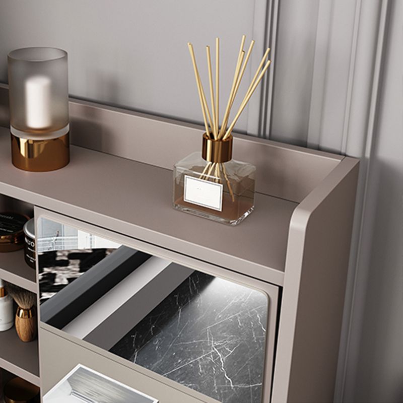 Contemporary Wood Makeup Vanity Set 2-Drawer Dressing Table With Mirror