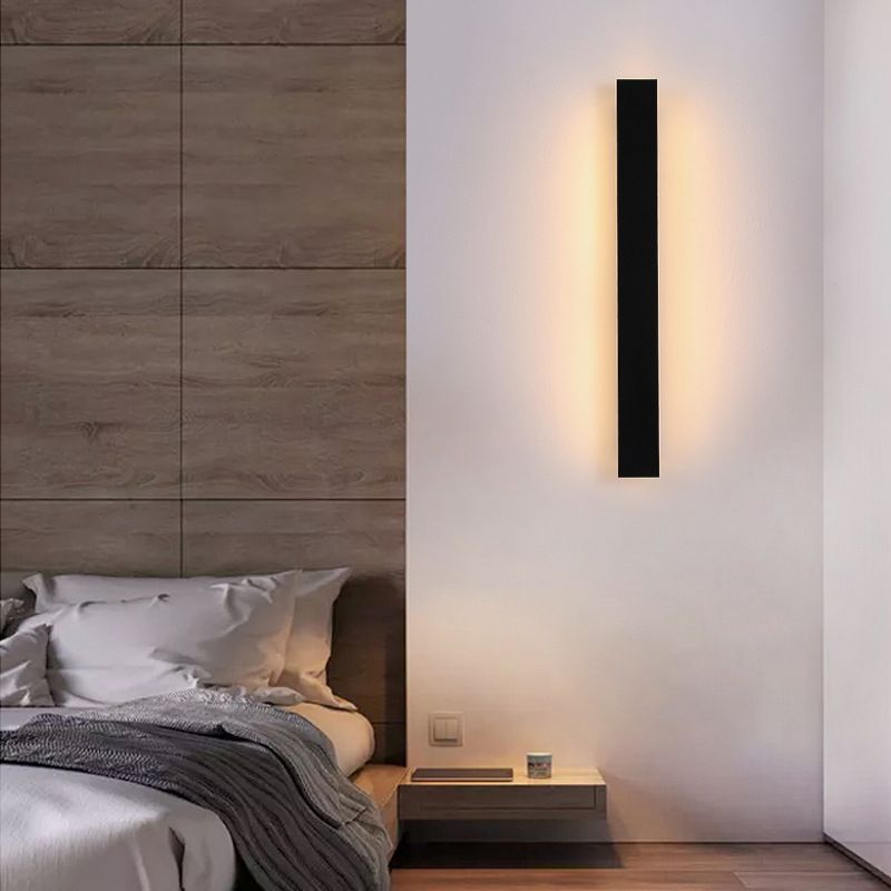 Estilo moderno Simple Light Sombra de matriz de pared de la pared 1 Light Sponces in Black para al aire libre