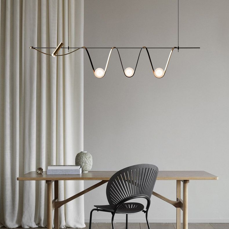 Black Metal Appeding Biling Light LED Linear Linear Lampade per isola per sala da pranzo