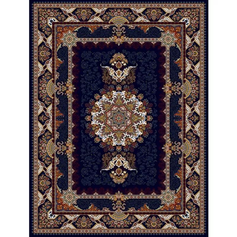 Multicolor Tribal Symbols Rug Moroccan Polyester Carpet Anti-Slip Backing Area Rug for Living Room
