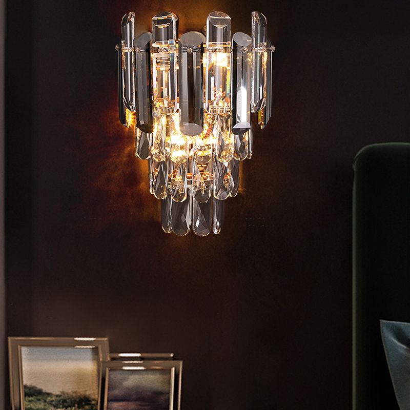 Geometric Shade 3-Lights Wall Sconce Modern Style Crystal Wall Mount Light Fixture