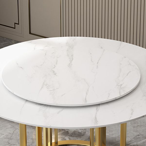 Round Sintered Stone Dining Table Traditional Luxury Dining Table with Gold Base