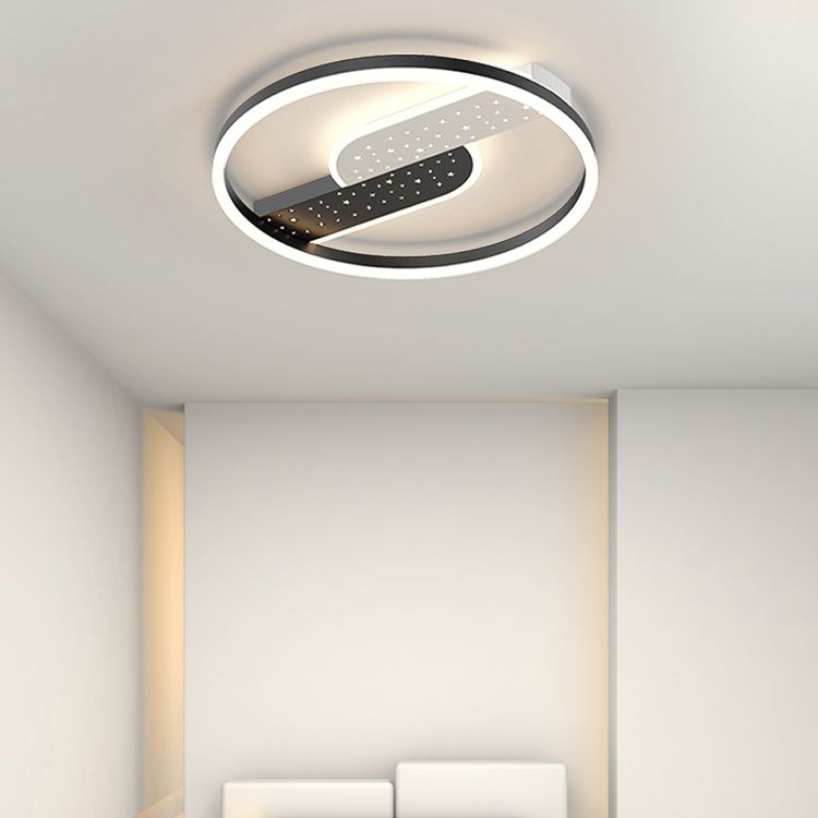 Contemporary Geometric Flush Light Fixture Metal Flushmount Lighting for Living Room