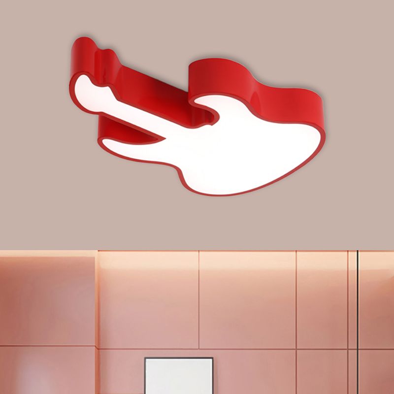 Acrylic Guitar Ceiling Lighting Modernist Red/Yellow/Green LED Flush Mount Fixture for Living Room