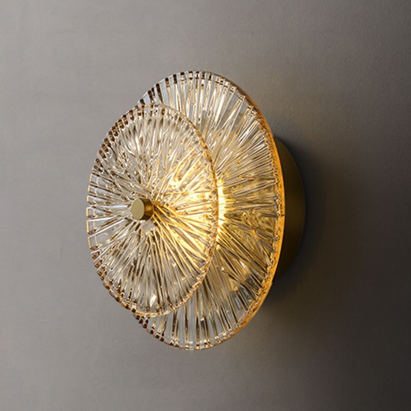 LED Modern Metal Wall Sconce Flower Shape Wall Light with Glass Shade for Bedroom