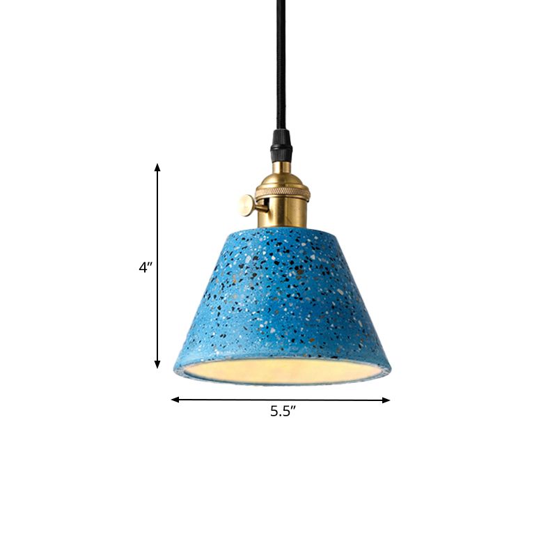 1 iluminación colgante de luz con tono de hormigón de cono en estilo nórdico negro/azul/verde colgante
