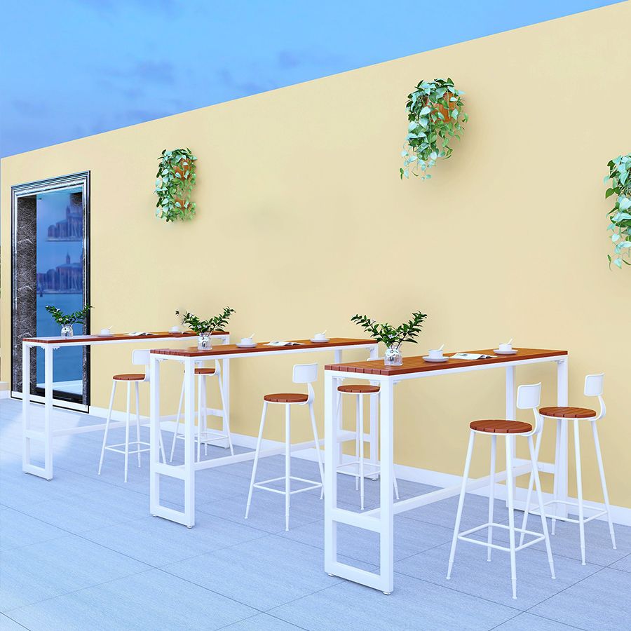 Mesa de reposapiés de madera al aire libre/mesa de pub rectangle bistro bar de altura de altura de la barra