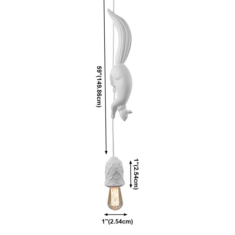 Modern Squirrel Top Pendant Light, Minimalist Plastic Hanging Lamp for Bedroom