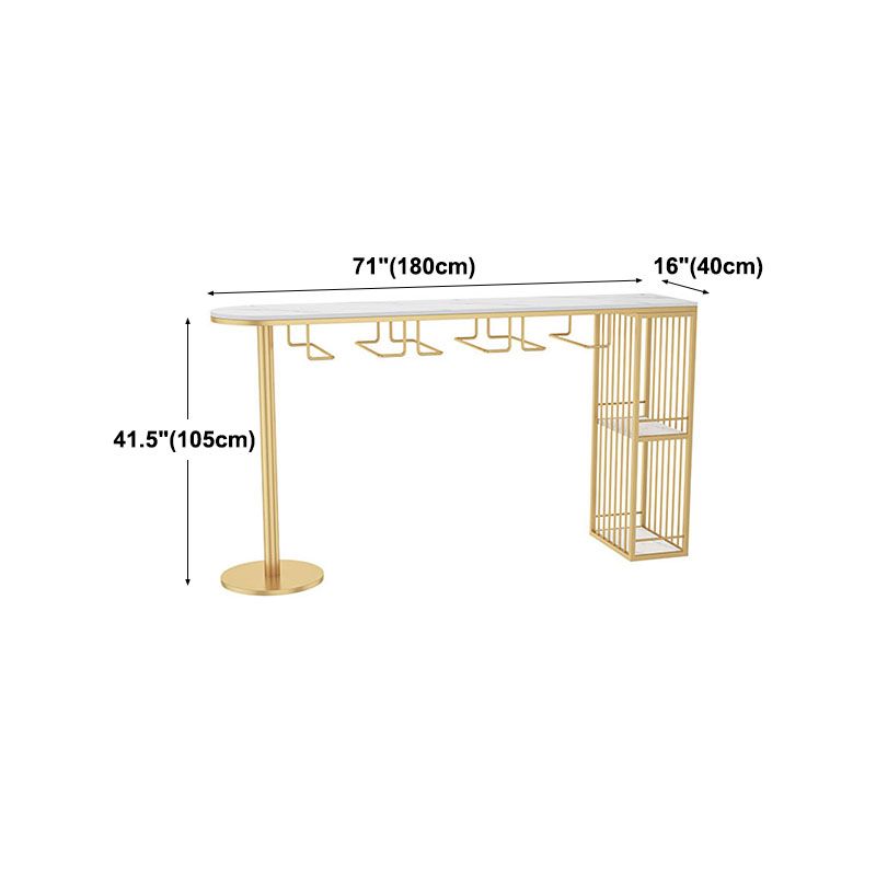 Glam 41.3 "H Mesa de barra de hierro de H Mesa de bistro de mármol de mármol en oro en oro