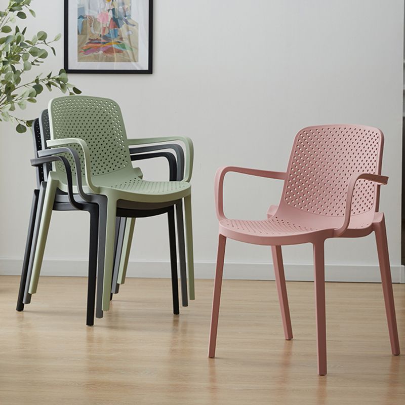 Sillas de comedor de plástico de estilo moderno, sillas apilables con respaldo sólido