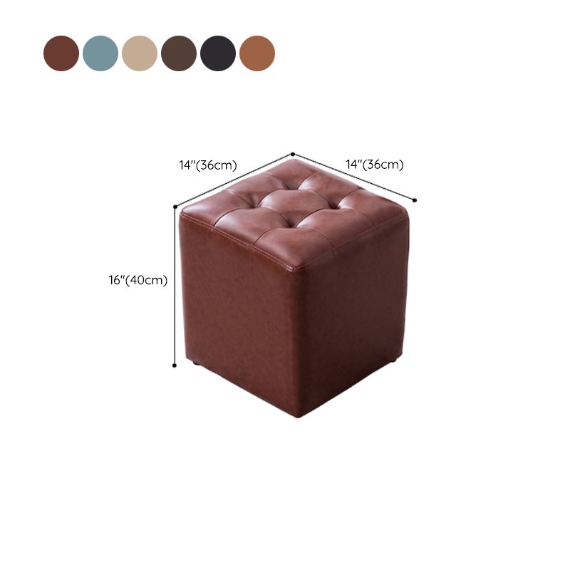 Modern Leather Pouf Water Resistant Round Pouf for Living Room