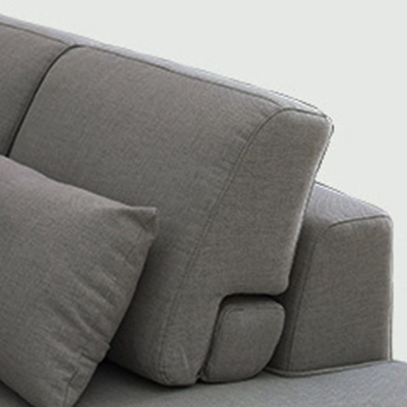 Blue/Gray 4-seater Square Arm Sectional Loose Back Fabric Sectional