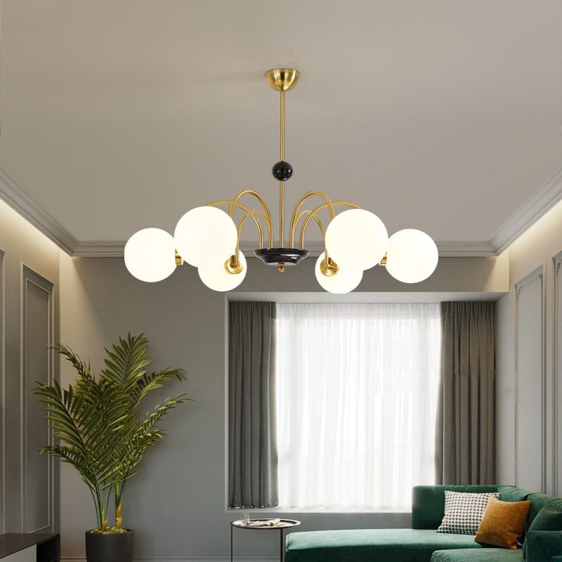 Modern Chandelier Simple Glass Shade Hanging Lighting Fixture for Sitting Room