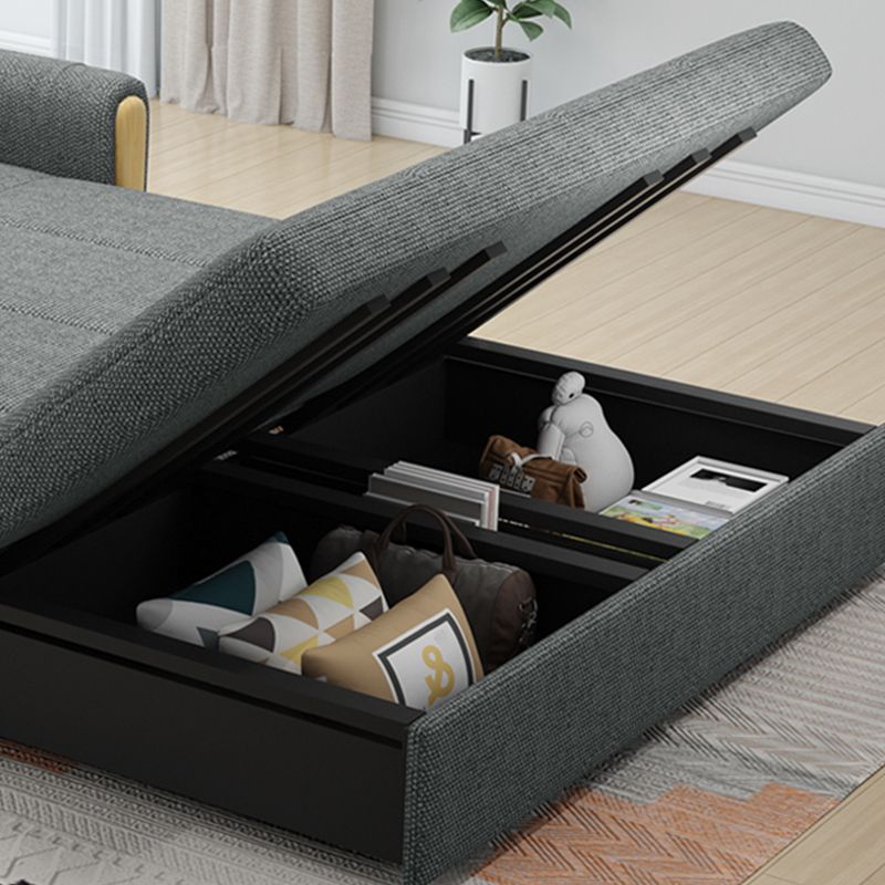 30.7" Wide Futon Sofa Bed with Storage Foldable Linen Gray Scandinavian