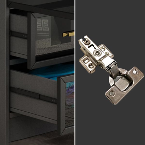 Contemporary Style Glass Wardrobe Grey Colour Wardrobe Closet