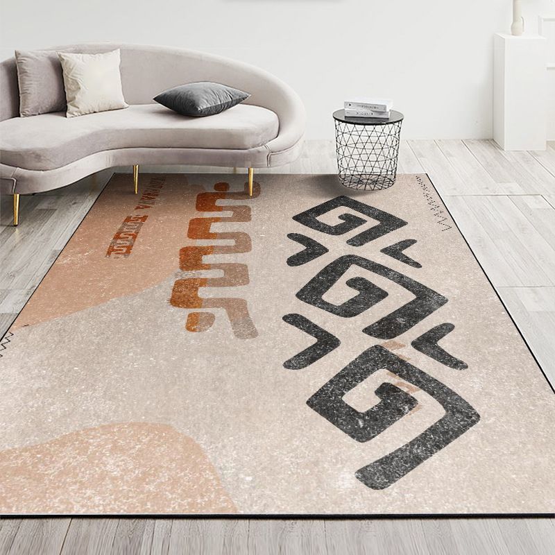 Nordic Geometric Printed Rug Multi Color Polyester Indoor Rug Anti-Slip Backing Washable Stain Resistant Carpet for Living Room