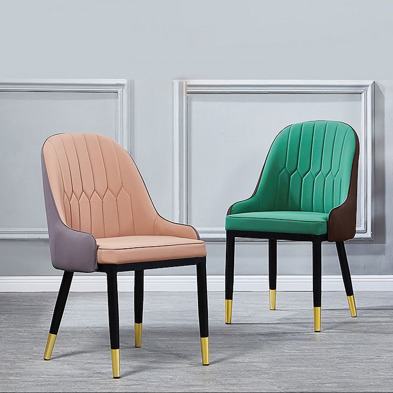 Fauteuil d'intérieur scandinave, chaise de salle à manger à dossier Parsons rembourré en métal