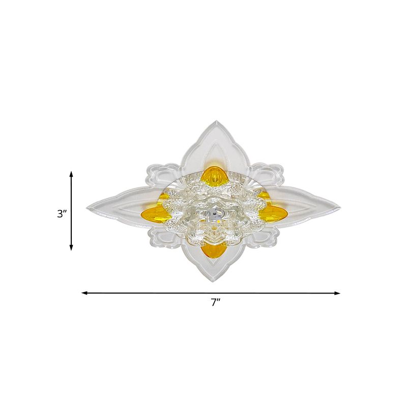 Blossoms Hall Flushmount Ceiling Lamp Nordic Clear and Amber Crystal Glass LED Light Fixture