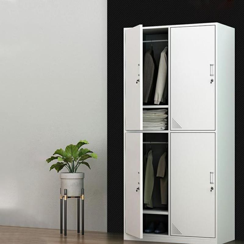 Contemporary Wardrobe Armoire White Color Steel Wardrobe Closet with Locks
