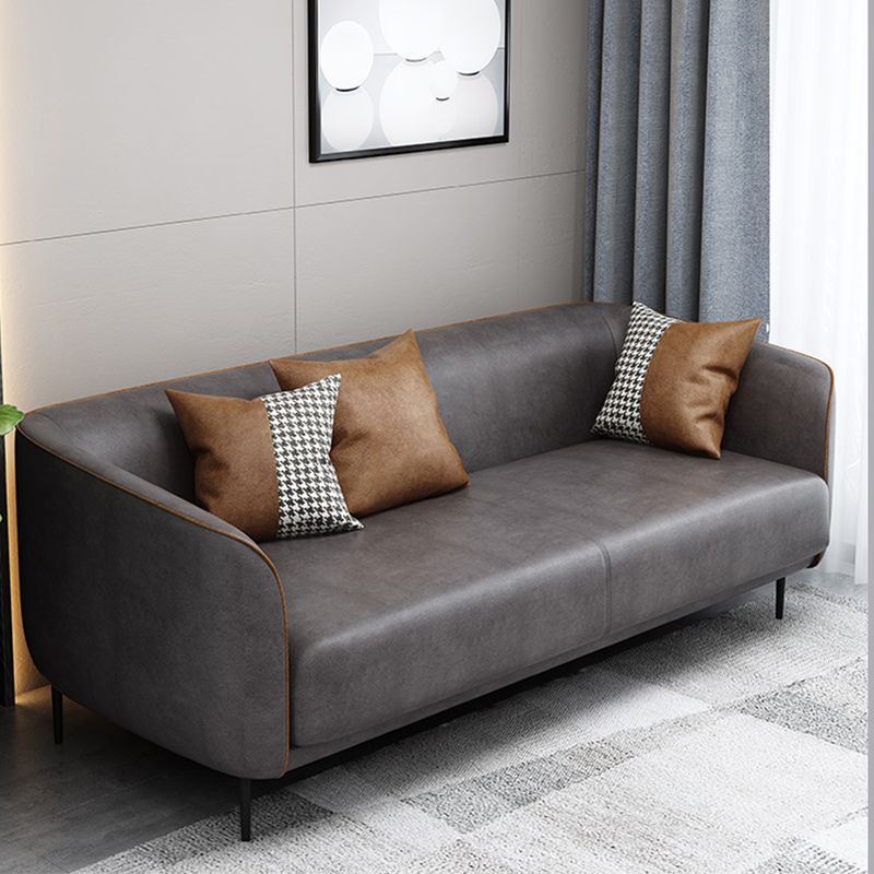Modern Faux Leather Standard Sofa Tuxedo Arm Living Room Sofa