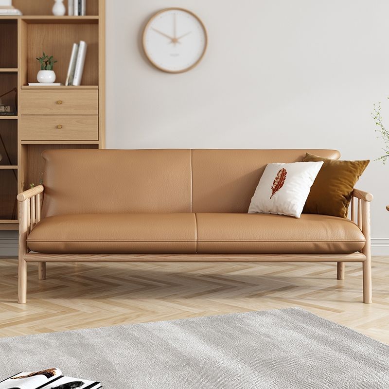 Mid-Century Modern Faux Leather Sofa 29 "W Square Arm Couch for Living Room