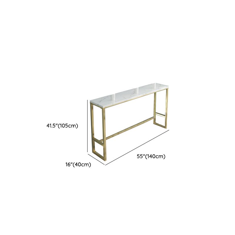 White Faux Marble Table Modern Style Bistro Table with Gold Base