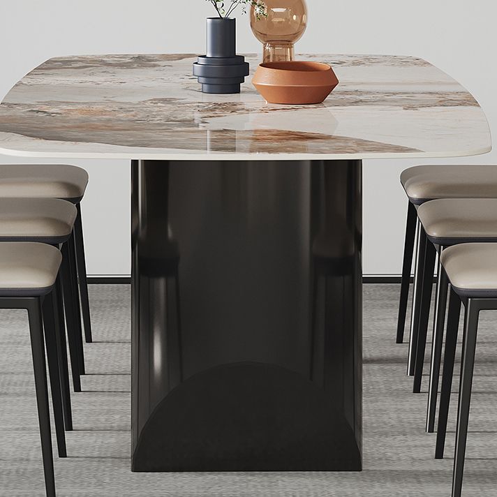 Contemporary Dining Sets with Sintered Stone Dining Table and Cushioned Chairs