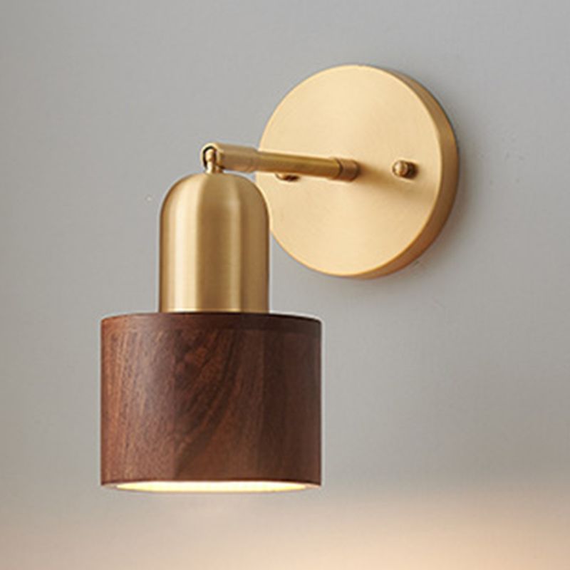 Half Cylinder Shape Wood Wall Light Fixture Modern Style Wall Lamp for Dining Room