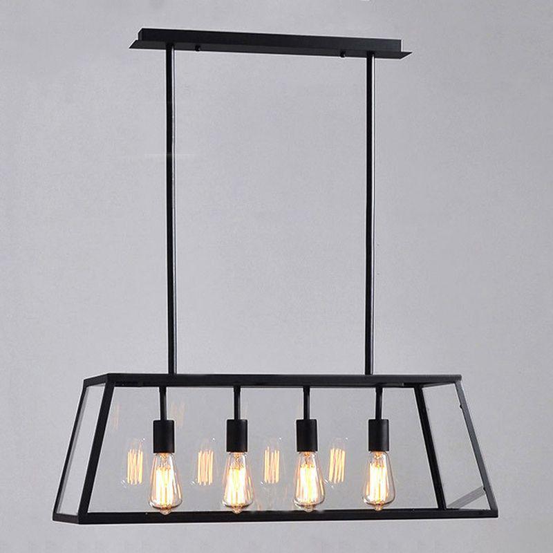 Industrial Trapezoid Island Pendant Lights Metal Multiple-Light Island Lighting