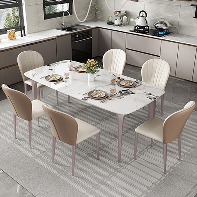 Modern Rectangular Table Sintered Stone Dining Table with 4 Legs for Home
