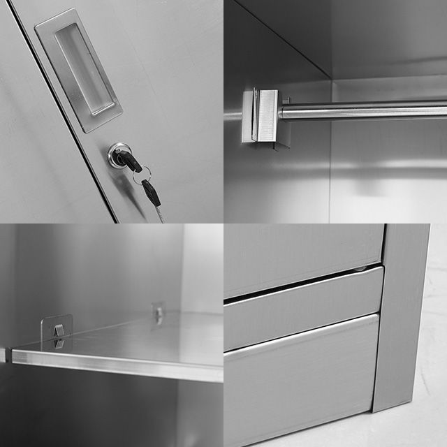 Chrome Steel Cabinet with Hinged Doors Modern Storage Cabinet for Bathroom