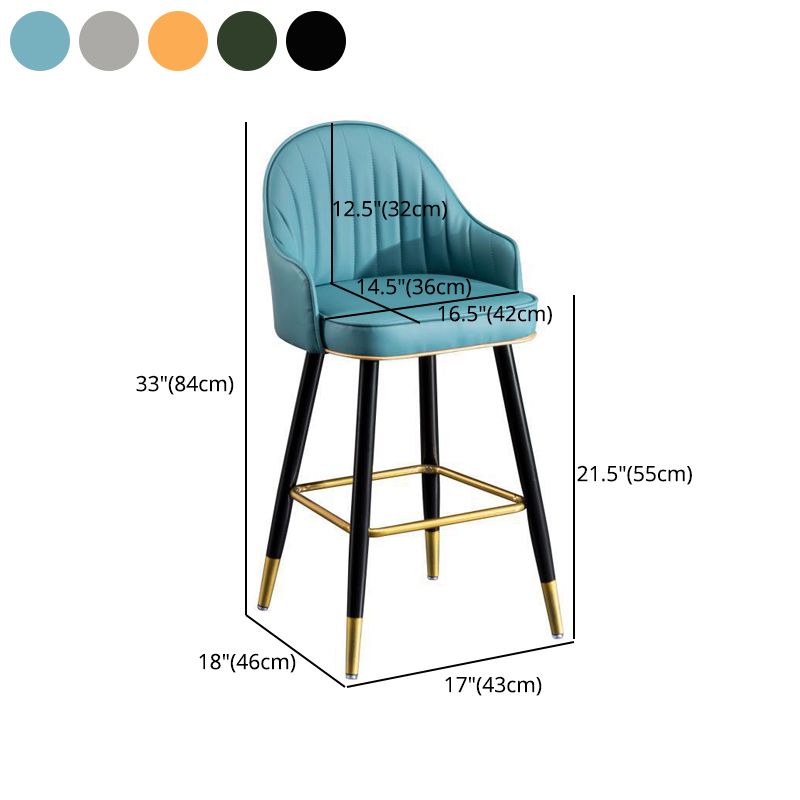 Scandinavian Living Room Armed Stool Matte Finish Leather Barstool