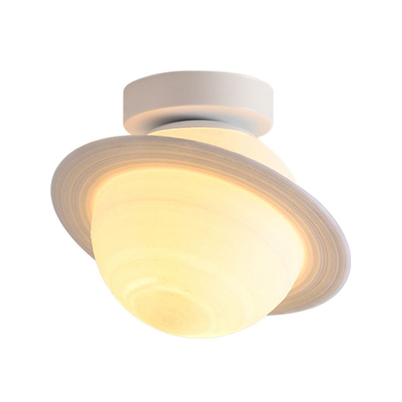 Sphere Shape Flush Lights Modern Style Plastic 1 Light Flush Mount Fixture in White