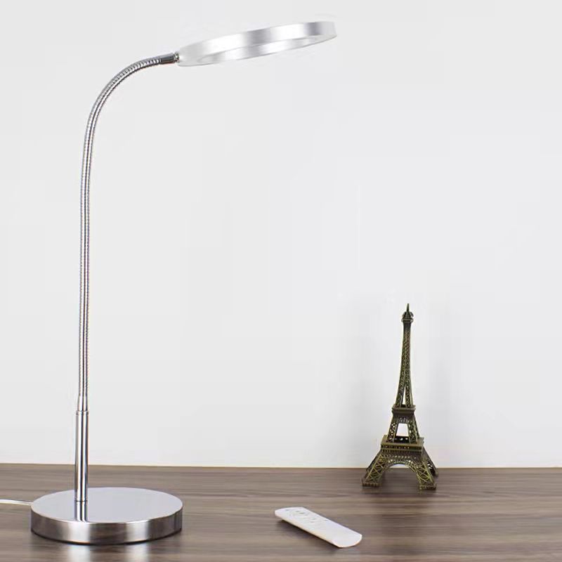 Linear Night Table Lamp Modern Style Metal Single Light Table Light in Silver