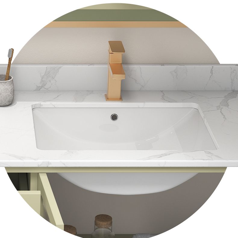 Double Sink Bath Vanity 2 Drawers Wall Mount Rectangle Vanity Set with Mirror