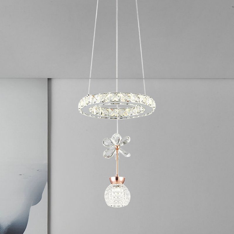 Moderne 1/3/5 Köpfe Kronleuchter Anhänger Leichter Chromkreis/Zahnrad Hanging Light Kit mit Verleumdungskristallschatten