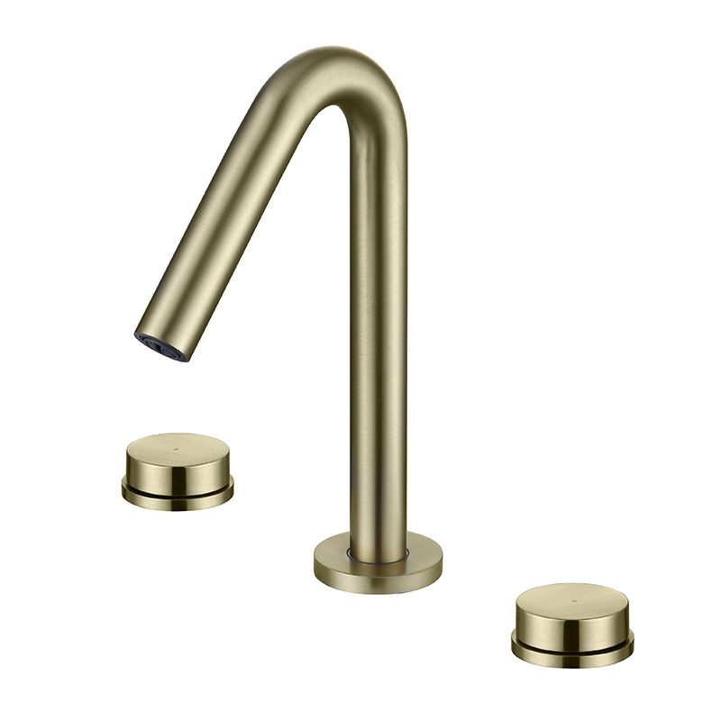 Glam Brass Widespread Bathroom Faucet 3 Hole Circular Vanity Faucet