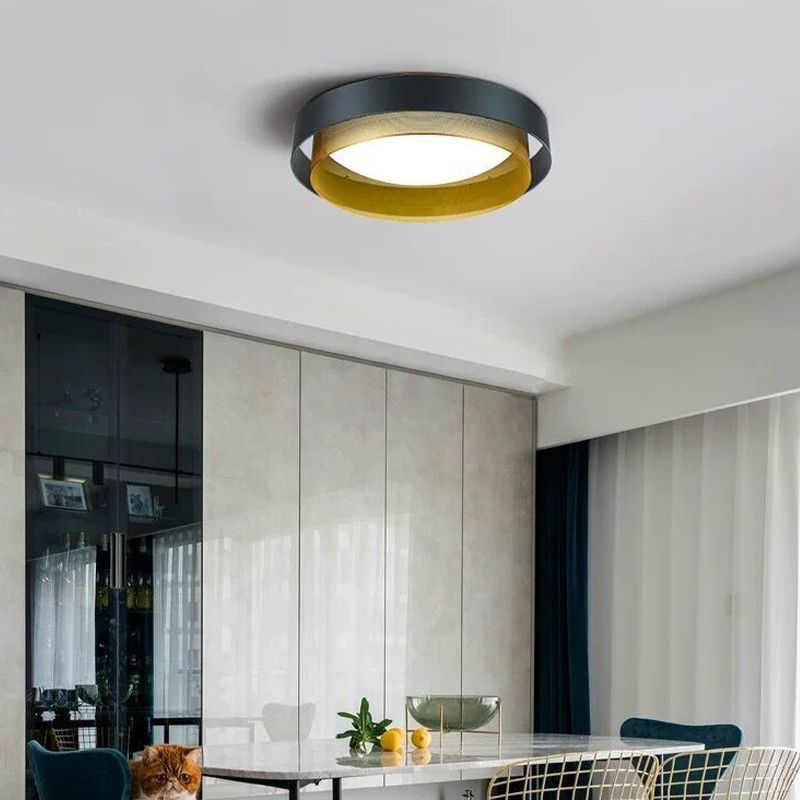 Nordic Circular Flush Mount Metal LED Ceiling Light Fixture for Living Room