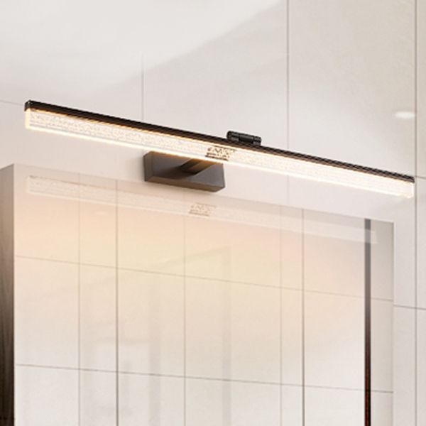Linear Metal Wall Sconce Modern Style 1 Light Mirror Wall Mount Light Fixture in Black