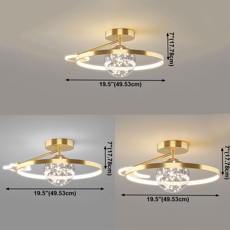 Round Shape LED Sky Star Ceiling Lamp Modern Iron 3 Lights Flush Mount for Dining Room