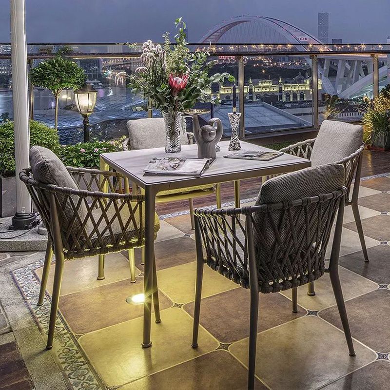 Matte Finish Boho Dining Table Set 1/2/5/7 Pcs Rattan Dining Set